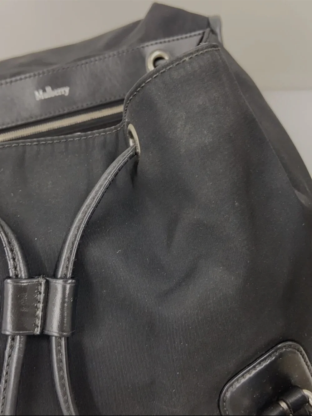 Mulberry Black Nylon Backpack with Leather Trim